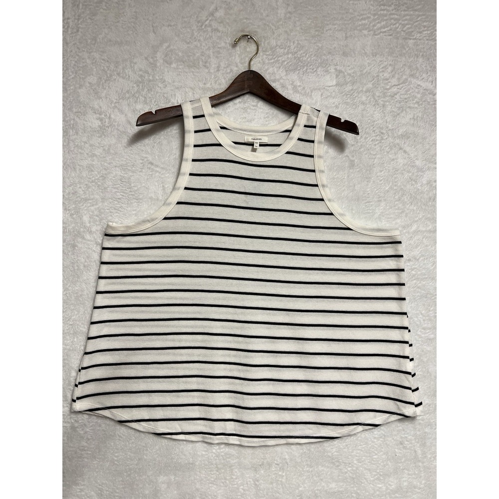 Maurices Plus 1X Black White Striped Waffle Knit Cropped Tank Top NWT